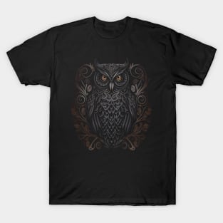 painting in dark style about the life of a Owl Head T-Shirt